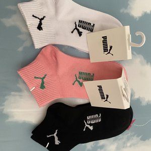 Puma White black pink socks